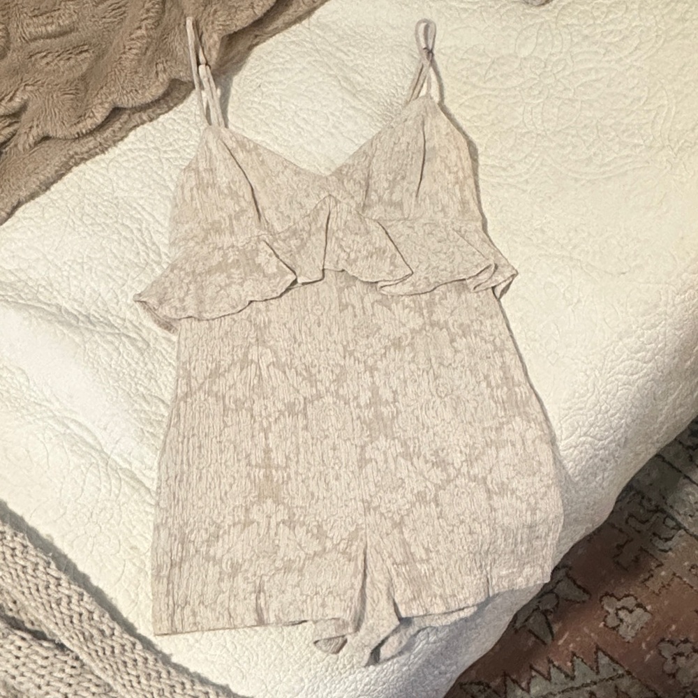 BCBGeneration Cream Ruffle Jumpsuit
